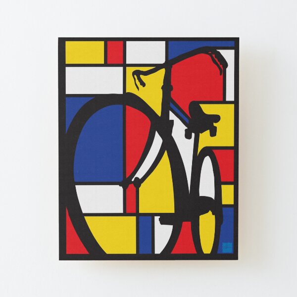 Mondrian Bicycle art Wood Mounted Print