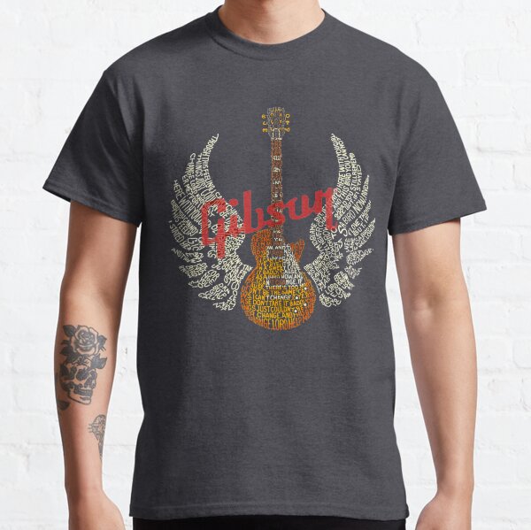 Les Paul Gibson Guitar Vintage Retro Logo T-shirt classique