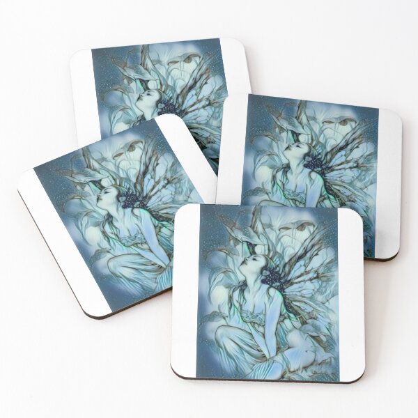 Angel in heaven pencil sketch art Coasters (Set of 4)