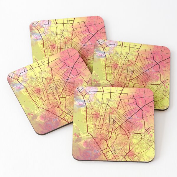 Artikelvorschau, Manila Philippinen Aquarell Straßenkarte Gelb Rosa entworfen und verkauft von IvonDesign.