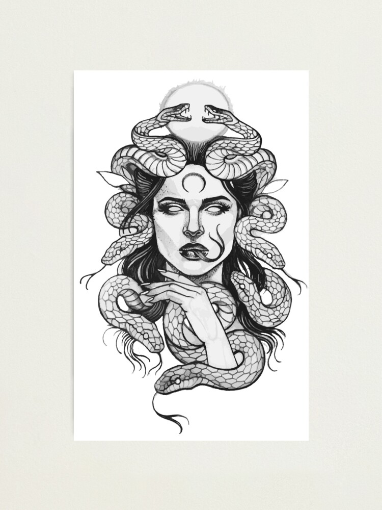 Medusa Fine Art Print Gorgan Greek Mythology Dark Art Gothic Illustration