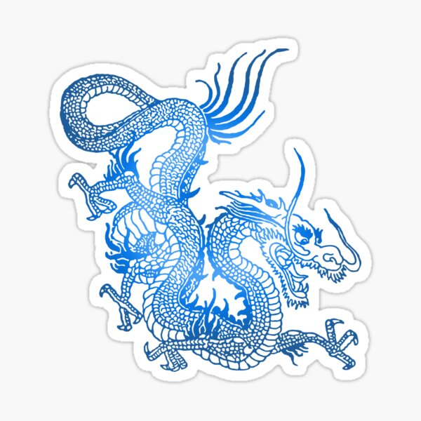 Blue Chinese Dragon Sticker