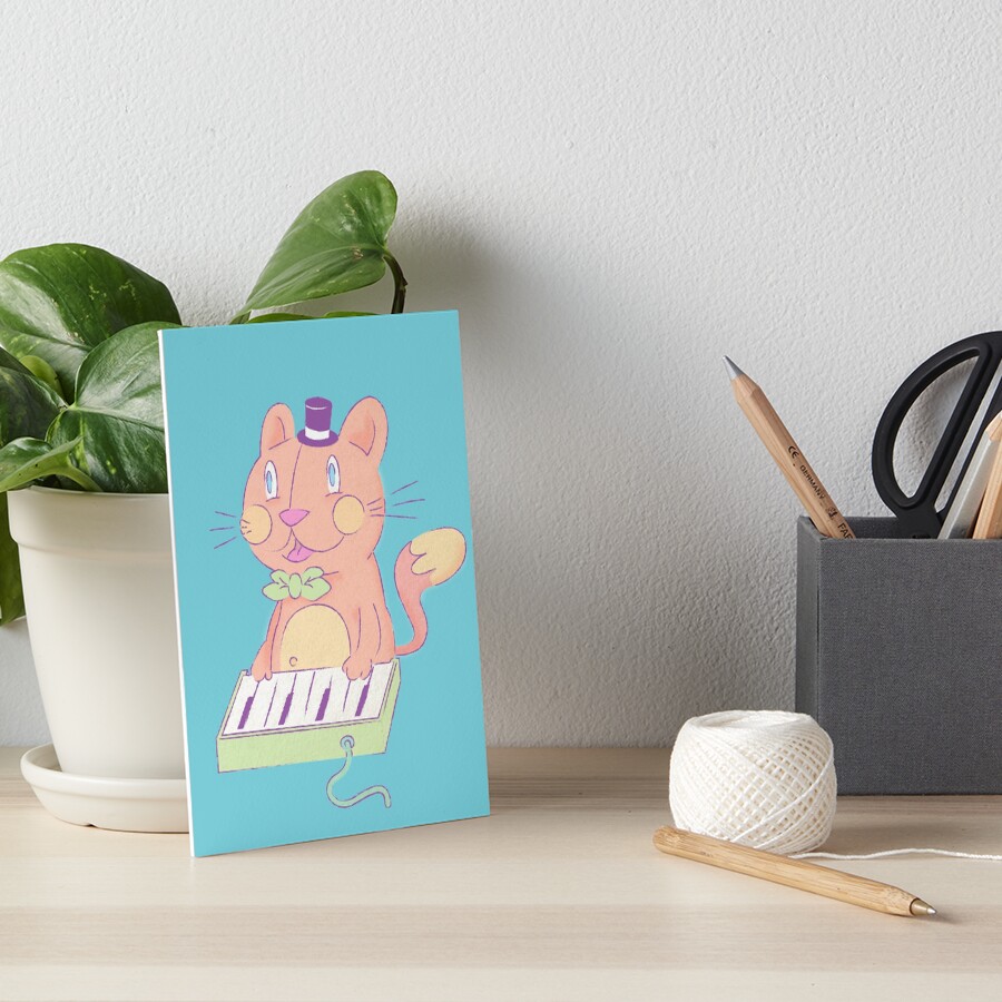 "Keyboard Cat" Art Board Print for Sale by jumpy Redbubble