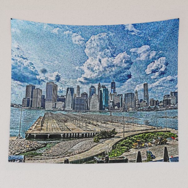Item preview, New York Pop Art - Lower Manhattan skyline from Brooklyn Heights Promenade in New York City, USA. designed and sold by r-silver.