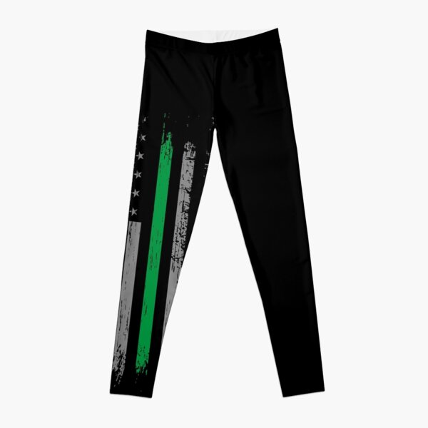 Thin Green Line Support of All Support Military American Flag Leggings