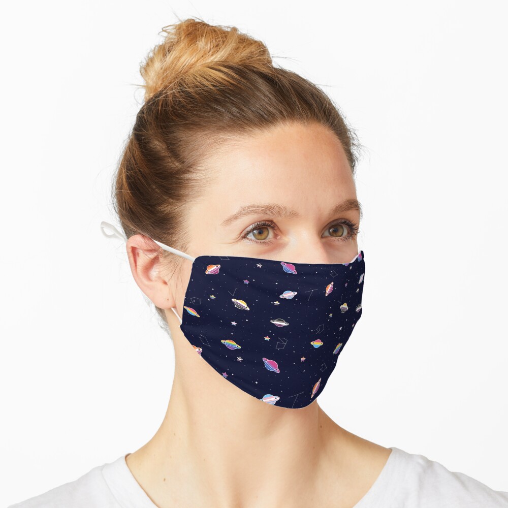 LGBTQ Pride Planets & Stars in Space Pattern Mask
