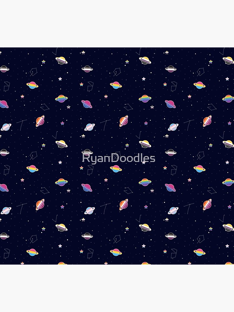 LGBTQ Pride Planets & Stars in Space Pattern by RyanDoodles