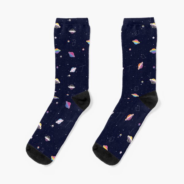 LGBTQ Pride Planets & Stars in Space Pattern Socks