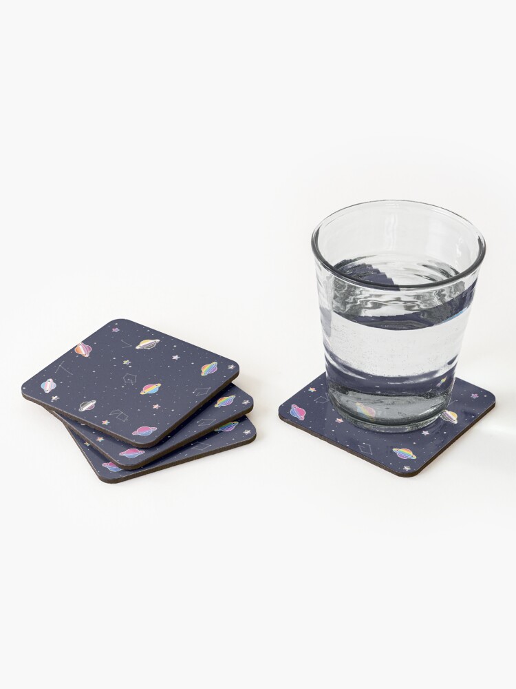 Alternate view of LGBTQ Pride Planets & Stars in Space Pattern Coasters (Set of 4)