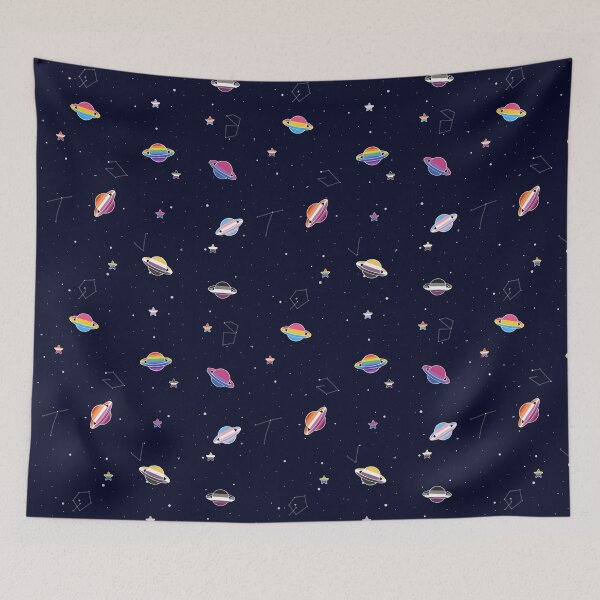 Item preview, LGBTQ Pride Planets & Stars in Space Pattern designed and sold by RyanDoodles.