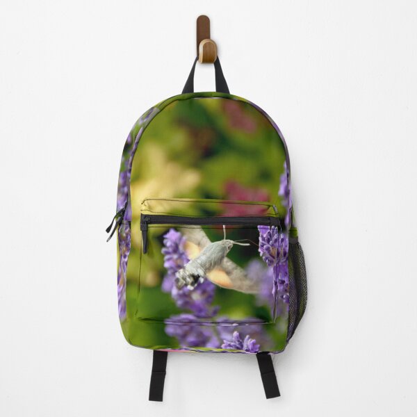 Item preview, Hummingbird hawk-moth in flight on lavender flowers designed and sold by EstelleRossetti.