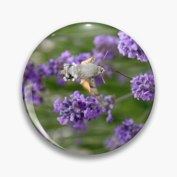 Item preview, Hummingbird hawk-moth in flight on lavender flowers designed and sold by EstelleRossetti.