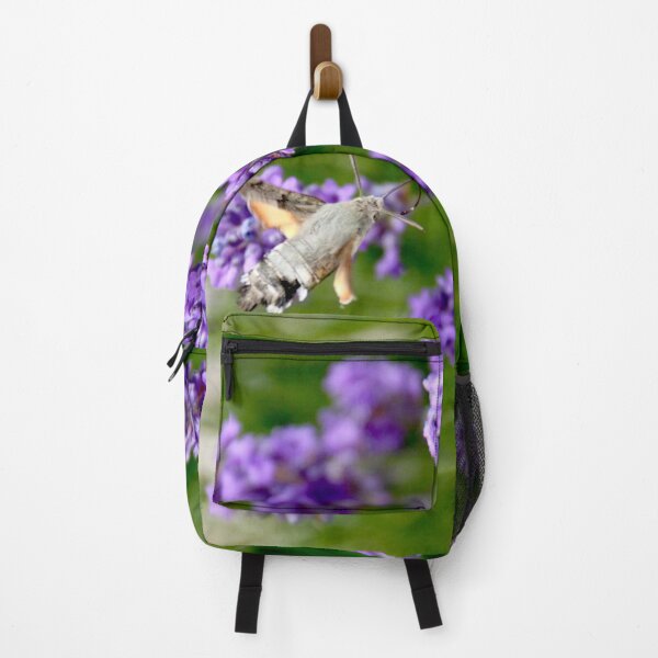 Item preview, Hummingbird hawk-moth in flight on lavender flowers designed and sold by EstelleRossetti.