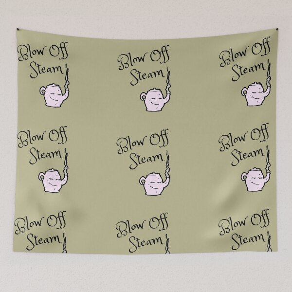 Item preview, Blow Off Steam on A Neutral, Olive-based Green Background designed and sold by Amalzaki.
