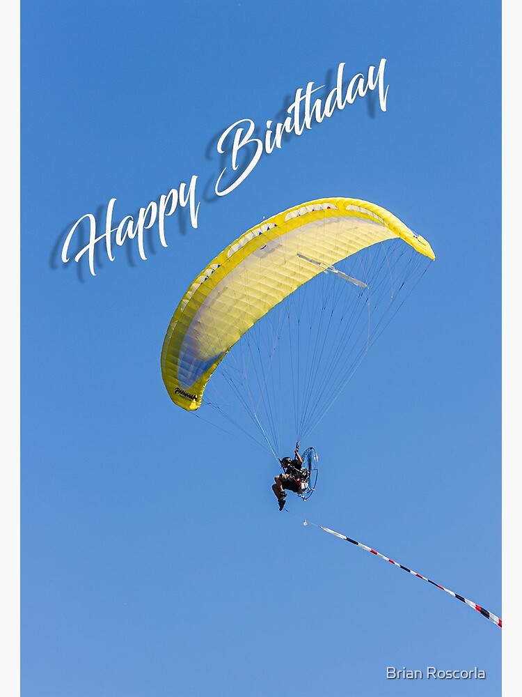 Carte De Vœux Carte D Anniversaire De Parapente Jaune Par Papacola1947 Redbubble