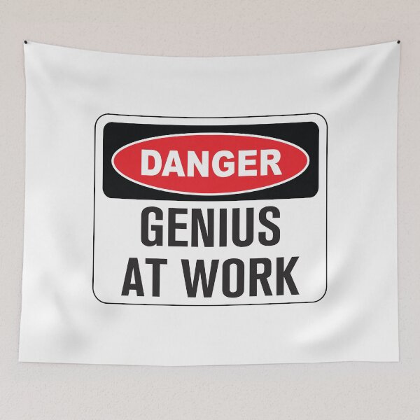 Item preview, Funny Danger Warning Genius At Work designed and sold by Rott515.