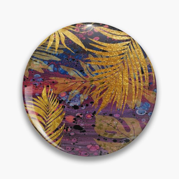 Item preview, Gold palm leaves on a red background. redecorate, refurbish, nature designed and sold by jayne0524.