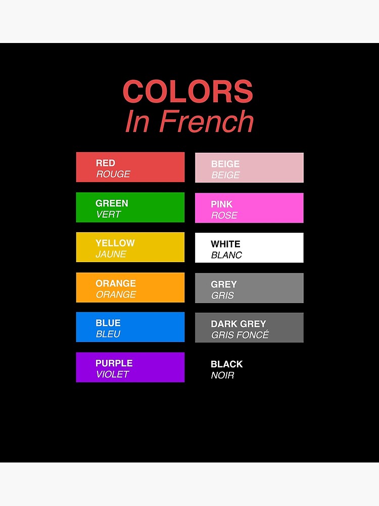 "French Colors Colors in French" Poster by HiddenVerb Redbubble