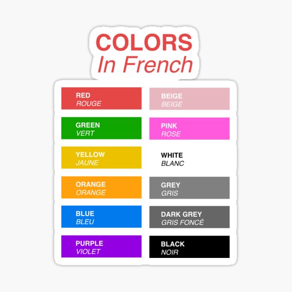 Item preview, French Colors - Colors in French designed and sold by HiddenVerb.