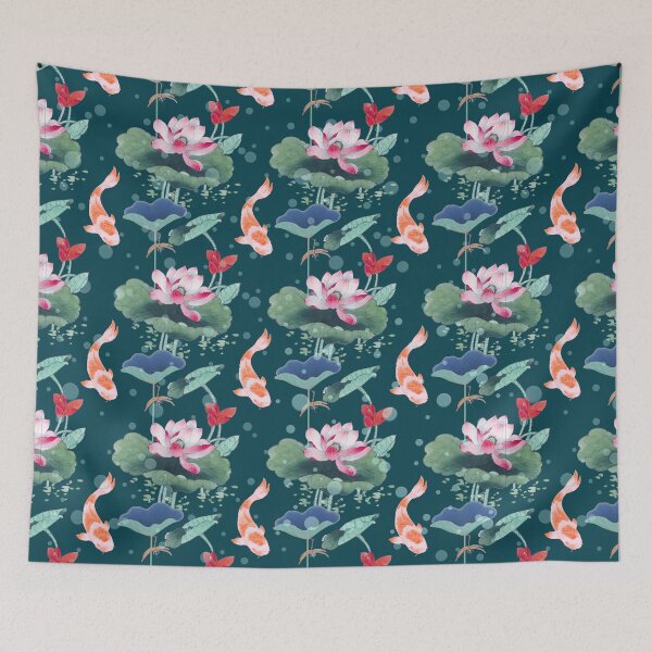 Item preview, Lotus Pond and Koi Fish at Night designed and sold by Felix Felicis.