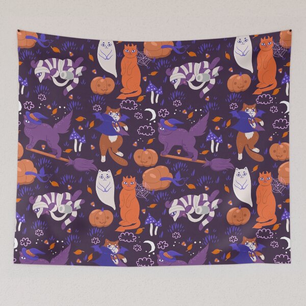 Item preview, cute halloween mystical cats designed and sold by burbura.