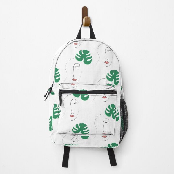 Item preview, minimal abstract line art woman's face with monstera leaf designed and sold by Argyburgy.