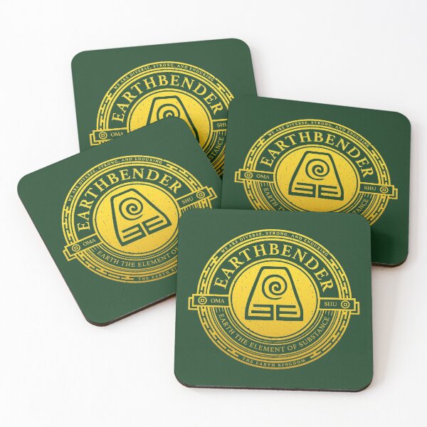 ATLA Earthbender Symbol: Avatar-Inspired Design Coasters (Set of 4)