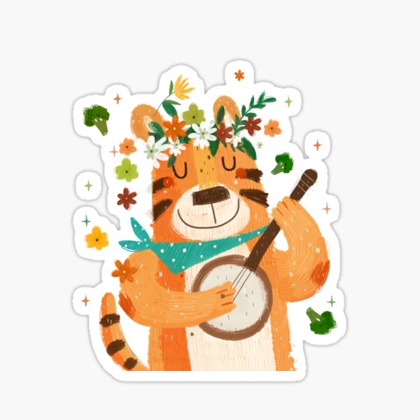 "eat the broccoli" sing the tiger Sticker