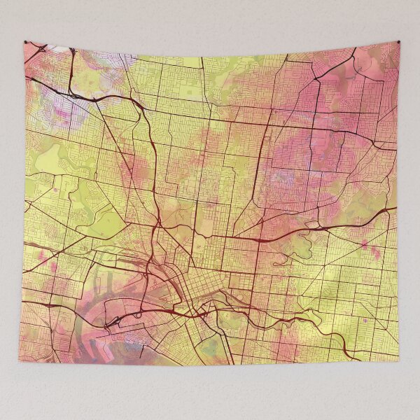 Item preview, Melbourne Australia Street Map Yellow Pink designed and sold by IvonDesign.