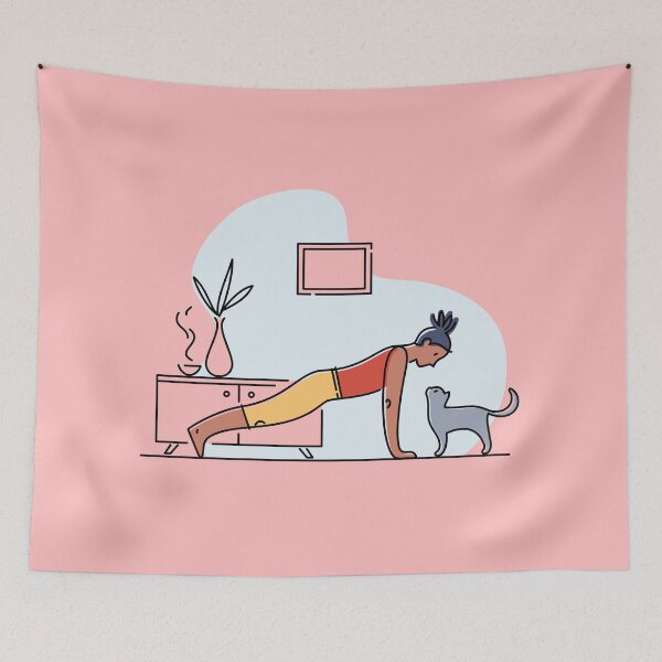 Item preview, YOGA PRACTICE WITH CAT- Plank pose designed and sold by Trio's Stuff.