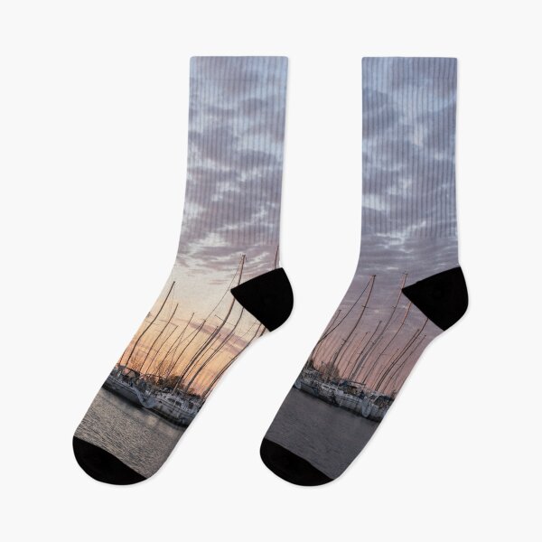 Item preview, Marina Sunrise - Coppery Masts and Cloud Patterns designed and sold by Georgia Mizuleva.