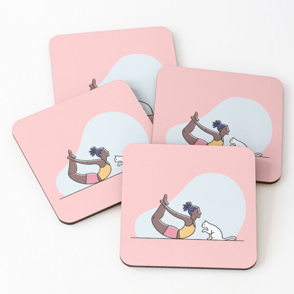 Item preview, YOGA PRACTICE WITH CAT ILLUSTRATION- Bow pose designed and sold by Trio's Stuff.