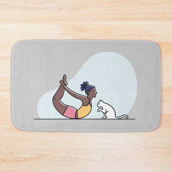 Item preview, YOGA PRACTICE WITH CAT ILLUSTRATION- Bow pose designed and sold by Trio's Stuff.