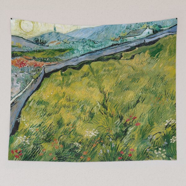 Artikelvorschau, Vincent van Gogh - Eingeschlossenes Weizenfeld mit aufgehender Sonne 1889 entworfen und verkauft von Impressionist Masters.