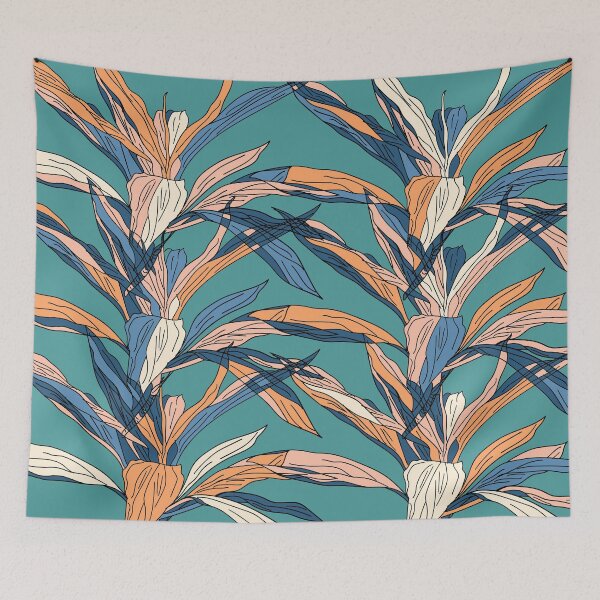 Item preview, Boho style minimal leaves in the ocean pattern 2020 designed and sold by EarthyPlanty.