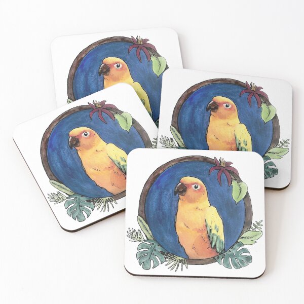 Item preview, Watercolour Sun Conure designed and sold by pawprintsart.