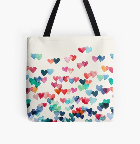 Rainbow Heart Tote Bag Reusable Shopping Bag Heart Print -  UK