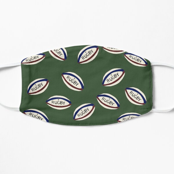 BALLES DE RUGBY SUR UN FOND VERT Masque sans plis