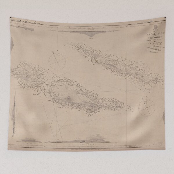 Item preview, Vintage Faial, Sao Jorge & Pico Island Map (1849)  designed and sold by BravuraMedia.