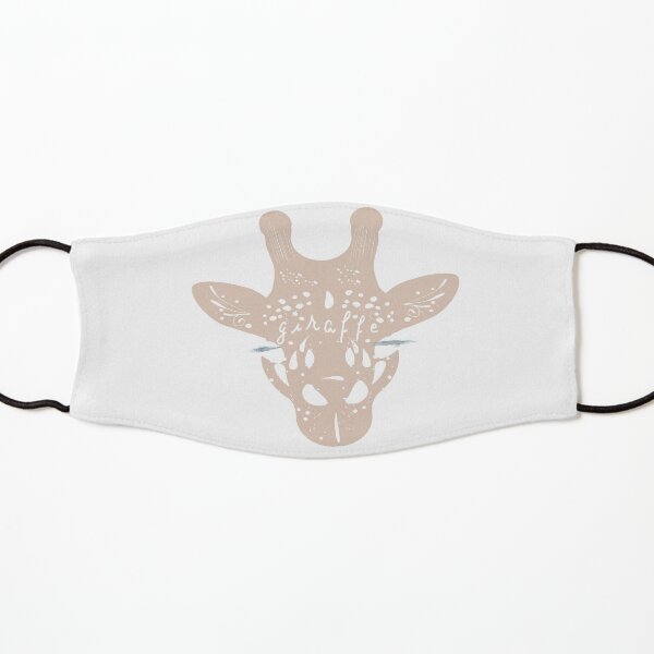 gentle giraffe face with calligraphy and taupes in beige taupe Kids Mask