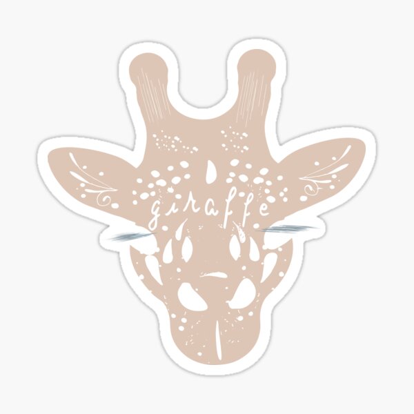 gentle giraffe face with calligraphy and taupes in beige taupe Sticker