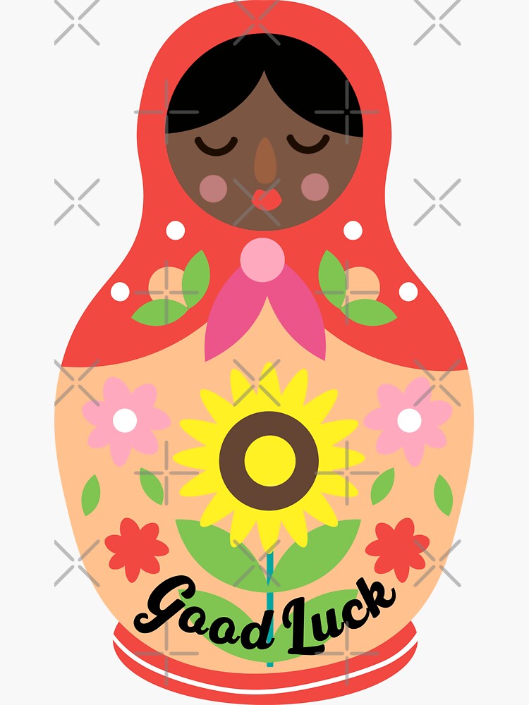 "good luck nesting doll" Sticker by katalinaziz Redbubble