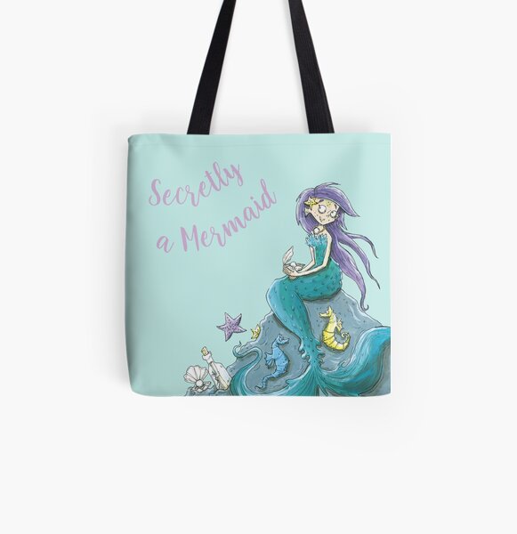 Secretly a Mermaid, Under the Sea Art, Nursery & Homeware All Over Print Tote Bag
