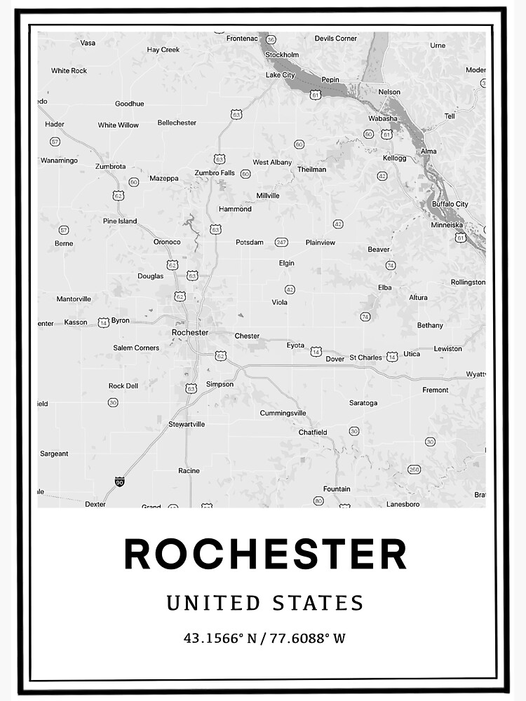 "Rochester Minnesota Coordinates and Map" Sticker for Sale by