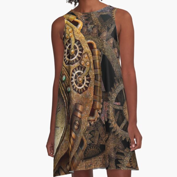 SteamPunk background A-Line Dress