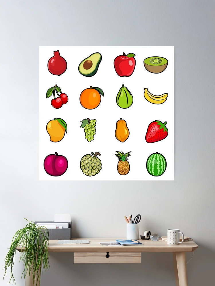 Baumwoll-Stoff Mit Obst-Muster – 160 X 99 Cm, Erdbeere, Ananas, Melone & Mehr