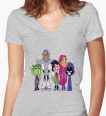 Camiseta entallada de cuello en V Teen Titans Go!