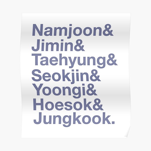 Bts Names Posters | Redbubble