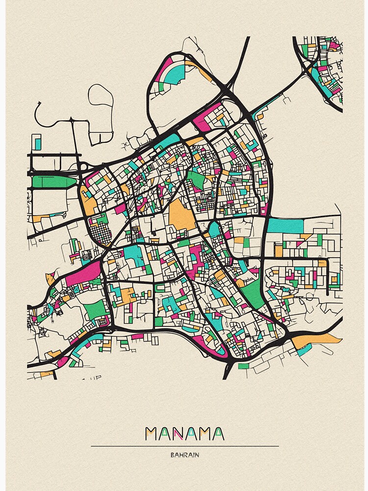 "Manama, Bahrain Street Map" Tshirt by geekmywall Redbubble