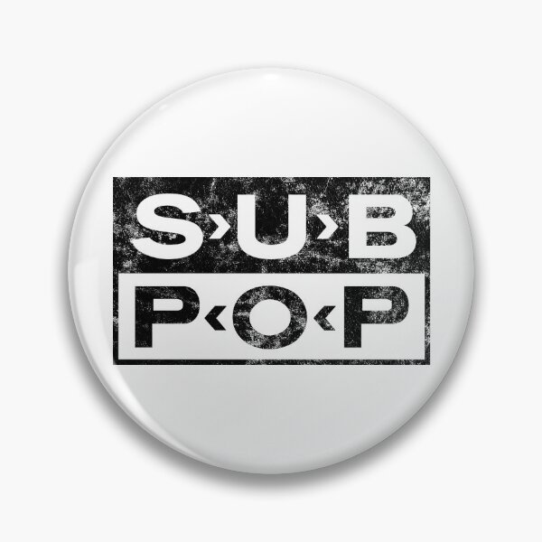 Sub Pop Records Distressed Logo Print on White - Seattle Grunge Label Pin